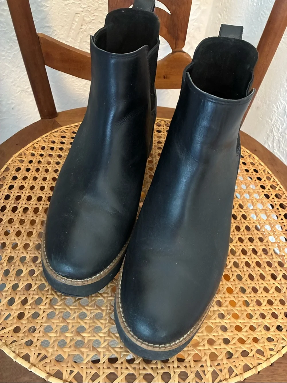 Cole Haan Black Leather Boots Wedge 8B